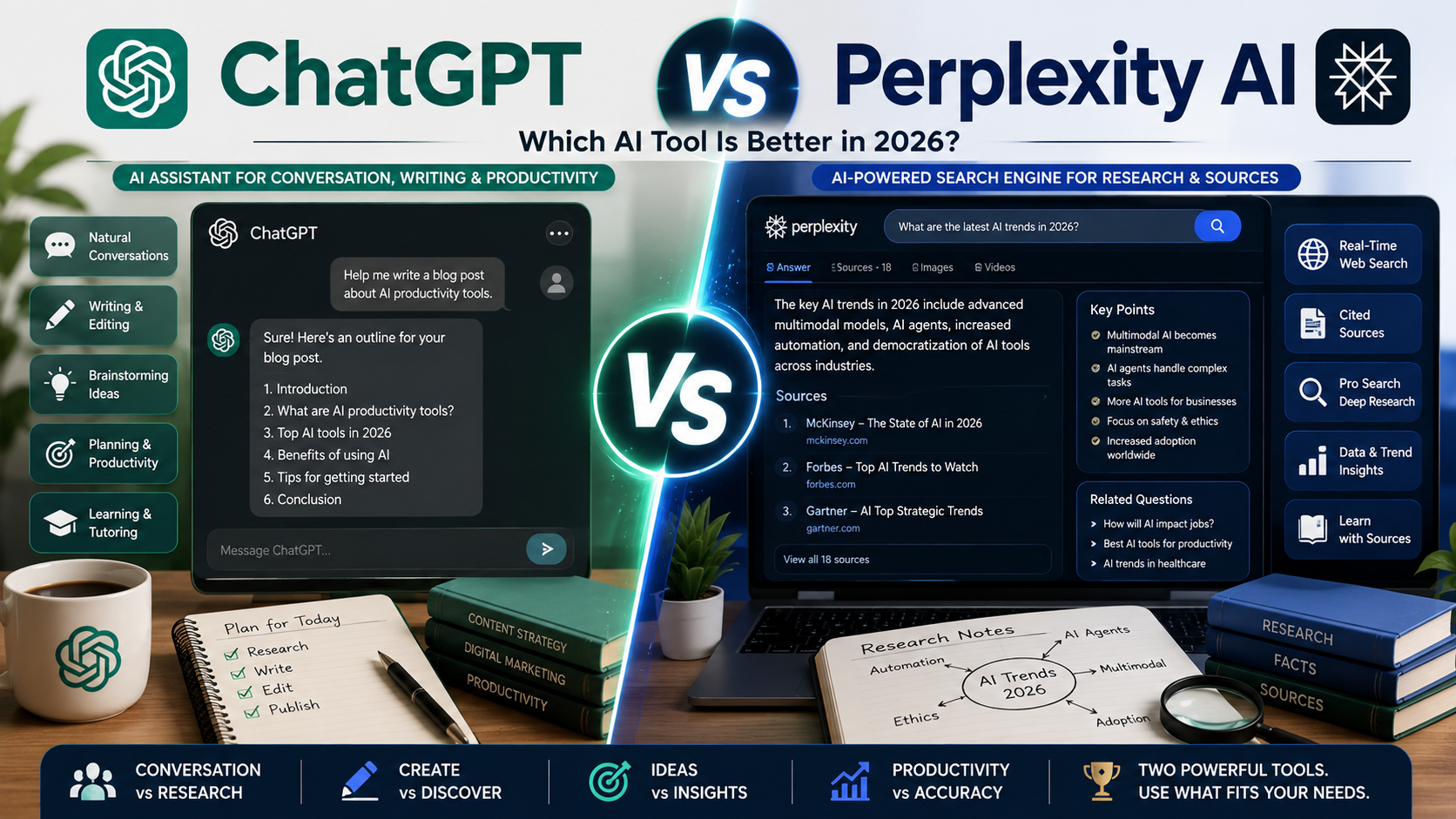 ChatGPT vs Perplexity AI comparison in 2026